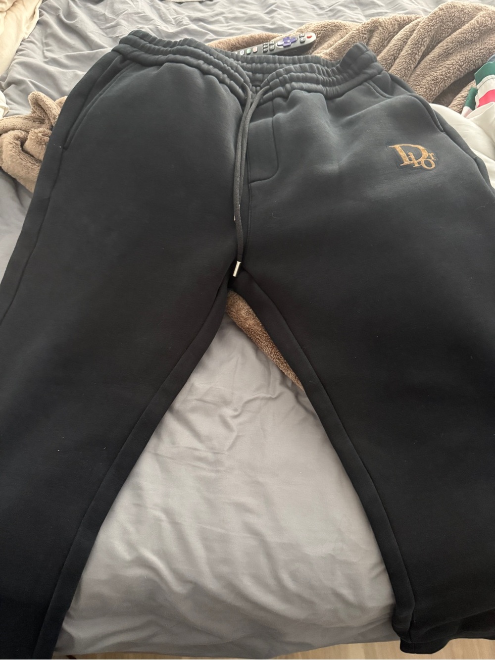 Dior Black Sweatpants with Gold Logo